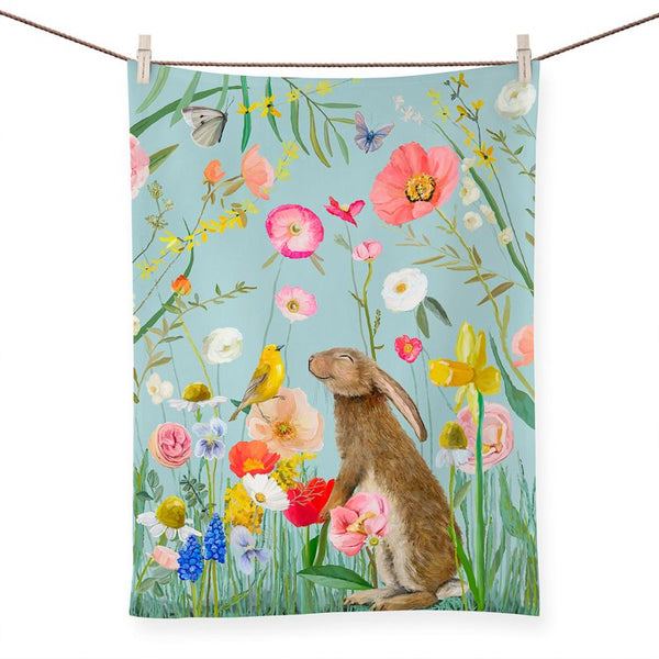 Springtime Friends - Bun And Bird, Tea Towel